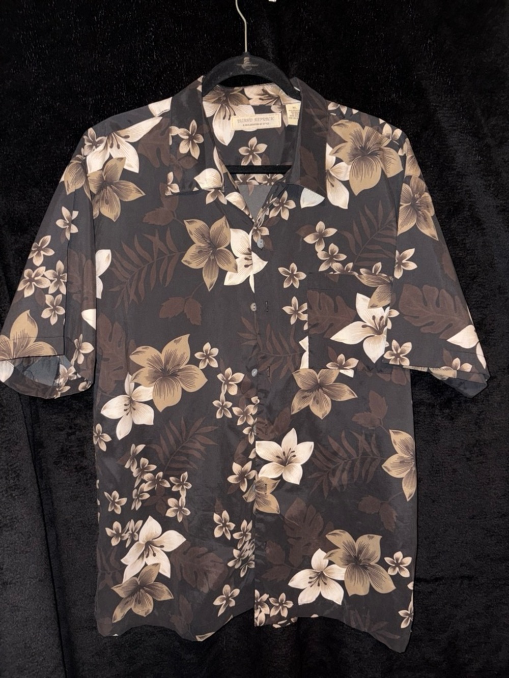 Island Republic Vintage Floral Camp SS XL BLK Hawaiian Resort Y2K EUC Classic
